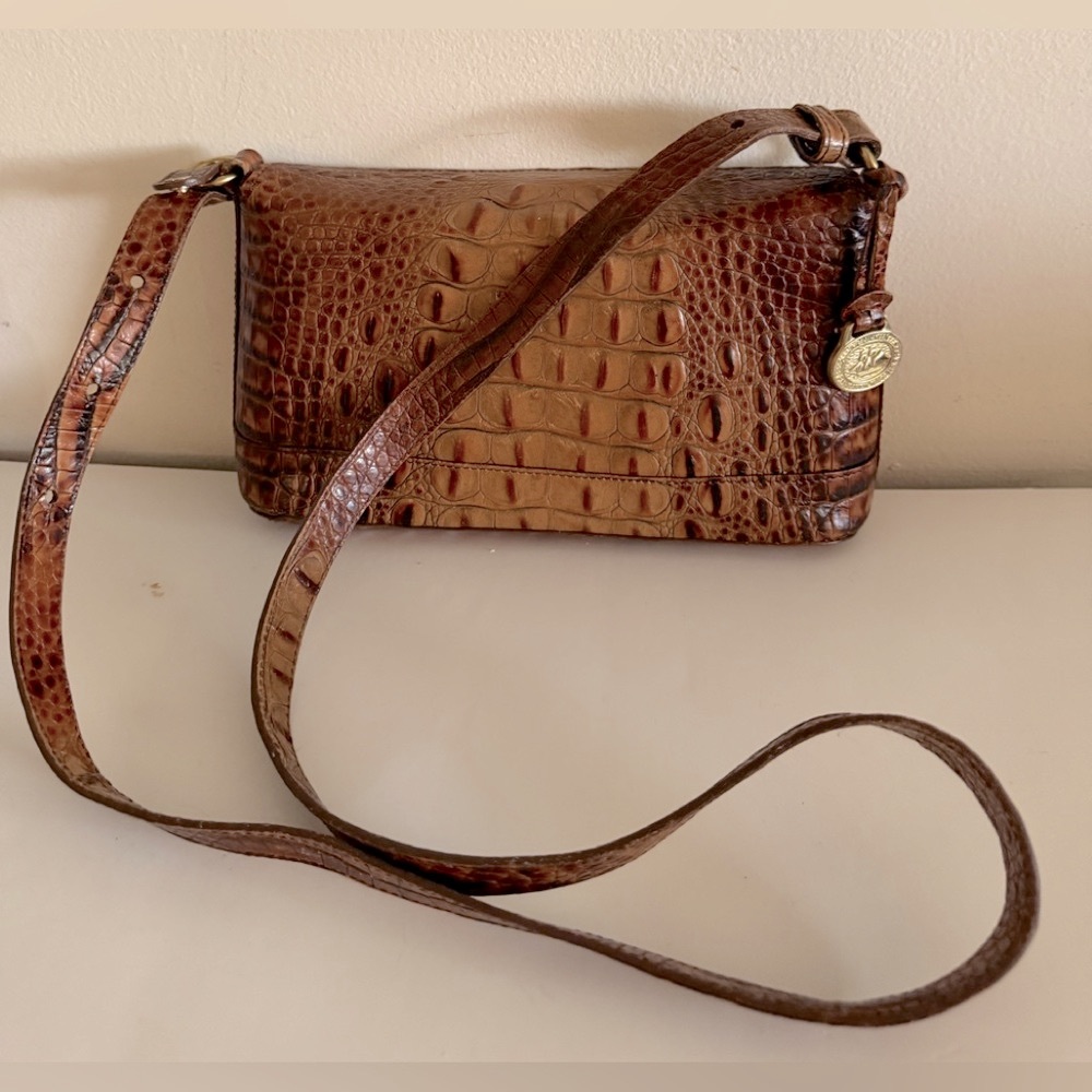 Vintage Brahmin Small Leather Flap Crossbody Shoulder Bag